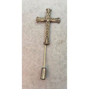 Vintage Brass (?) Fancy Cross Stick Pin - 1930's